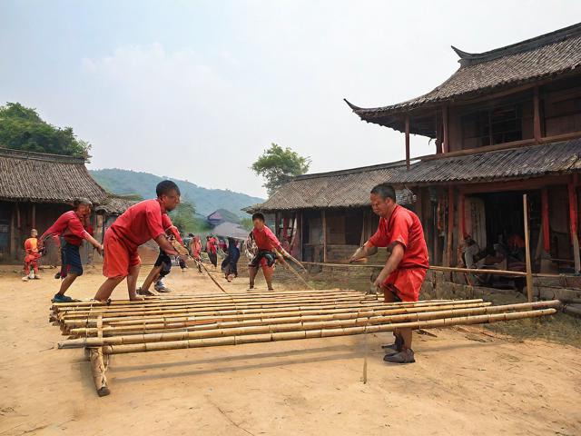 九游体育网站_ 乡村特色竹竿挤拔河，传承传统民俗运动，拔竹竿神器